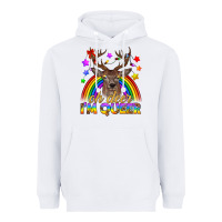 White LGBTQ+ Oh Deer I'm Queer Heavyweight Hoodie - BundleAndBundleShop