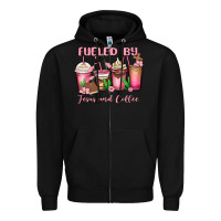 Black fueled by jesus and coffee Zipper Hoodie - MaliasSmallBusiness
