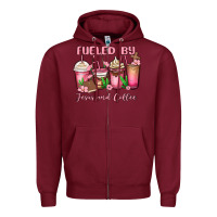 Burgundy fueled by jesus and coffee Zipper Hoodie - MaliasSmallBusiness