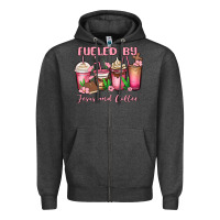 Charcoal Heather fueled by jesus and coffee Zipper Hoodie - MaliasSmallBusiness