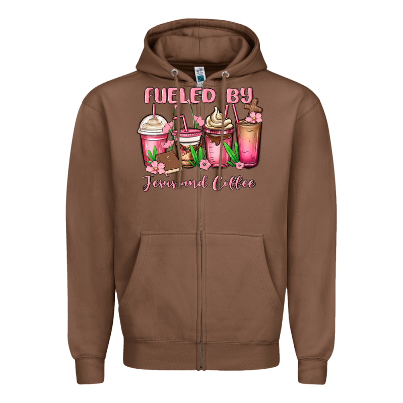 Fueled By Jesus And Coffee Zipper Hoodie by MaliasSmallBusiness | Teevron