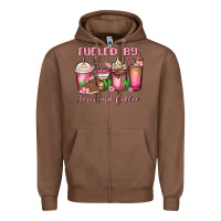 Chestnut fueled by jesus and coffee Zipper Hoodie - MaliasSmallBusiness