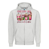Dove Grey fueled by jesus and coffee Zipper Hoodie - MaliasSmallBusiness