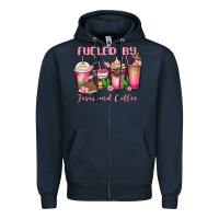 Navy fueled by jesus and coffee Zipper Hoodie - MaliasSmallBusiness