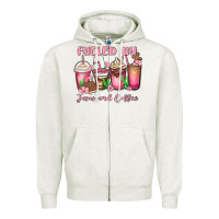 Oatmeal Heather fueled by jesus and coffee Zipper Hoodie - MaliasSmallBusiness