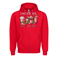 Red fueled by jesus and coffee Zipper Hoodie - MaliasSmallBusiness