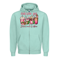 Seafoam fueled by jesus and coffee Zipper Hoodie - MaliasSmallBusiness