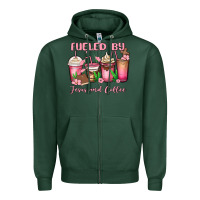 Sports Green fueled by jesus and coffee Zipper Hoodie - MaliasSmallBusiness