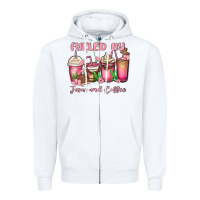 White fueled by jesus and coffee Zipper Hoodie - MaliasSmallBusiness