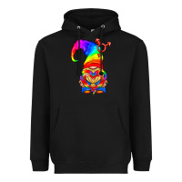 Black LGBTQ+ Pride Gnome With Heart Balloon Heavyweight Hoodie - BundleAndBundleShop