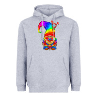 Heather Grey LGBTQ+ Pride Gnome With Heart Balloon Heavyweight Hoodie - BundleAndBundleShop
