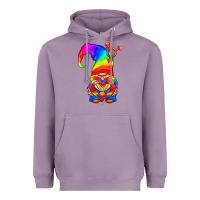 Lavender LGBTQ+ Pride Gnome With Heart Balloon Heavyweight Hoodie - BundleAndBundleShop