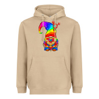 Mushroom LGBTQ+ Pride Gnome With Heart Balloon Heavyweight Hoodie - BundleAndBundleShop