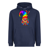 Navy LGBTQ+ Pride Gnome With Heart Balloon Heavyweight Hoodie - BundleAndBundleShop