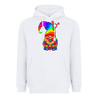 White LGBTQ+ Pride Gnome With Heart Balloon Heavyweight Hoodie - BundleAndBundleShop
