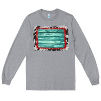 Heather Grey cowhide bandana wood background Long Sleeve Tee - AdoDesignShop