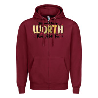 Burgundy know your worth Zipper Hoodie - MaliasSmallBusiness