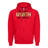 Red know your worth Zipper Hoodie - MaliasSmallBusiness