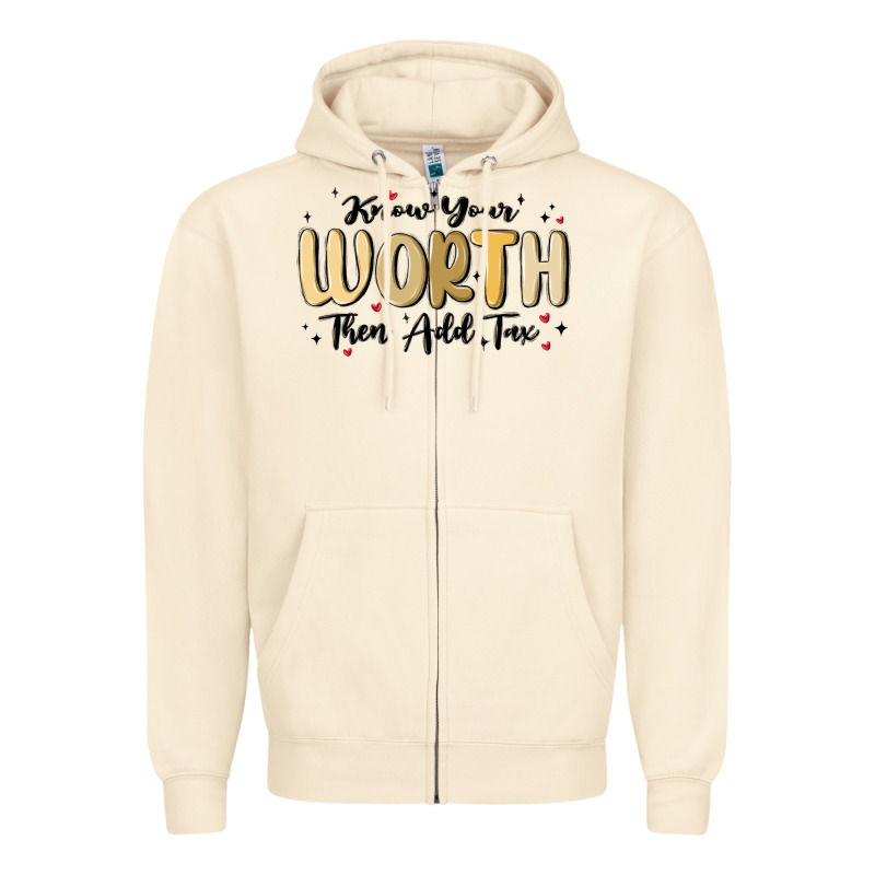 Know Your Worth Zipper Hoodie by MaliasSmallBusiness | Teevron