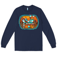 Navy western cactus Long Sleeve Tee - AdoDesignShop