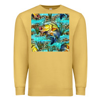 Antique Gold Lake Fish And Reeds With Leopard Seamless Pattern Bbs Premium Sweatshirt - BundleAndBundleShop