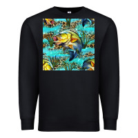 Black Lake Fish And Reeds With Leopard Seamless Pattern Bbs Premium Sweatshirt - BundleAndBundleShop