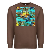 Chestnut Lake Fish And Reeds With Leopard Seamless Pattern Bbs Premium Sweatshirt - BundleAndBundleShop