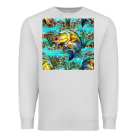 Dove Grey Lake Fish And Reeds With Leopard Seamless Pattern Bbs Premium Sweatshirt - BundleAndBundleShop