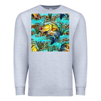 Heather Grey Lake Fish And Reeds With Leopard Seamless Pattern Bbs Premium Sweatshirt - BundleAndBundleShop