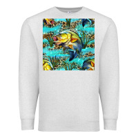 Oatmeal Heather Lake Fish And Reeds With Leopard Seamless Pattern Bbs Premium Sweatshirt - BundleAndBundleShop