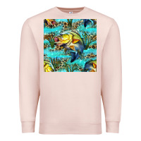 Pale Pink Lake Fish And Reeds With Leopard Seamless Pattern Bbs Premium Sweatshirt - BundleAndBundleShop