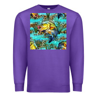 Purple Lake Fish And Reeds With Leopard Seamless Pattern Bbs Premium Sweatshirt - BundleAndBundleShop