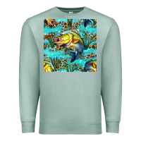 Seafoam Lake Fish And Reeds With Leopard Seamless Pattern Bbs Premium Sweatshirt - BundleAndBundleShop
