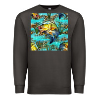 Smoke Lake Fish And Reeds With Leopard Seamless Pattern Bbs Premium Sweatshirt - BundleAndBundleShop