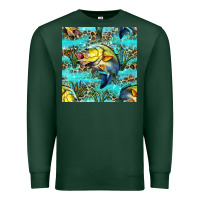 Sports Green Lake Fish And Reeds With Leopard Seamless Pattern Bbs Premium Sweatshirt - BundleAndBundleShop