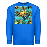 True Royal Lake Fish And Reeds With Leopard Seamless Pattern Bbs Premium Sweatshirt - BundleAndBundleShop