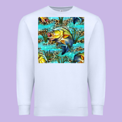 Lake Fish And Reeds With Leopard Seamless Pattern Bbs Premium Sweatshirt Designed By Bundleandbundleshop