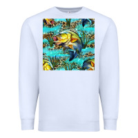 White Lake Fish And Reeds With Leopard Seamless Pattern Bbs Premium Sweatshirt - BundleAndBundleShop