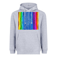 Heather Grey LGBTQ+ Pride American Flag Tumbler Heavyweight Hoodie - BundleAndBundleShop