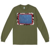 Army Green cowhide bandana denim background Long Sleeve Tee - AdoDesignShop