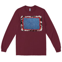 Burgundy cowhide bandana denim background Long Sleeve Tee - AdoDesignShop