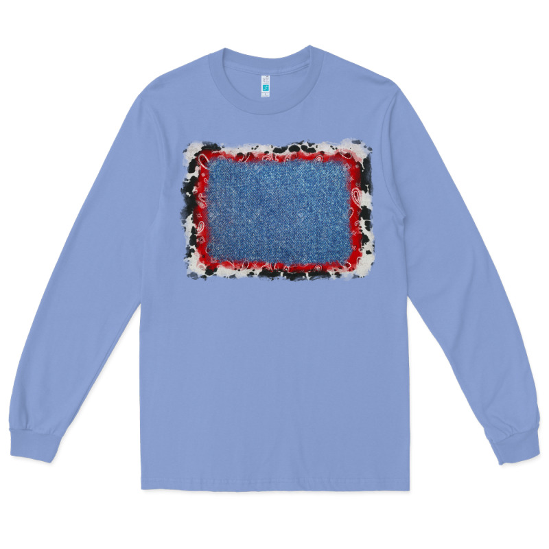 Cowhide Bandana Denim Background Long Sleeve Tee by AdoDesignShop | Teevron