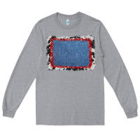 Heather Grey cowhide bandana denim background Long Sleeve Tee - AdoDesignShop