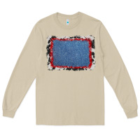 Mushroom cowhide bandana denim background Long Sleeve Tee - AdoDesignShop