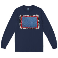 Navy cowhide bandana denim background Long Sleeve Tee - AdoDesignShop