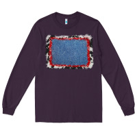 Plum cowhide bandana denim background Long Sleeve Tee - AdoDesignShop
