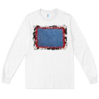 White cowhide bandana denim background Long Sleeve Tee - AdoDesignShop