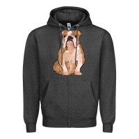 Charcoal Heather bulldog Zipper Hoodie - MaliasSmallBusiness