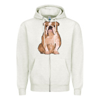 Oatmeal Heather bulldog Zipper Hoodie - MaliasSmallBusiness