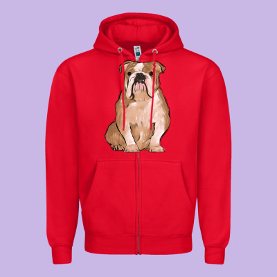 Bulldog Zipper Hoodie Designed By Maliassmallbusiness